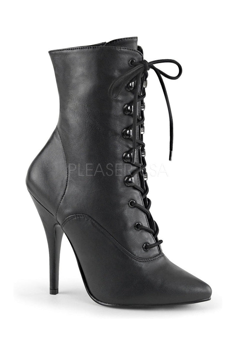 SEDUCE-1020 Ankle Boot | Black Faux Leather-Pleaser-Black-Ankle Boots-SEXYSHOES.COM