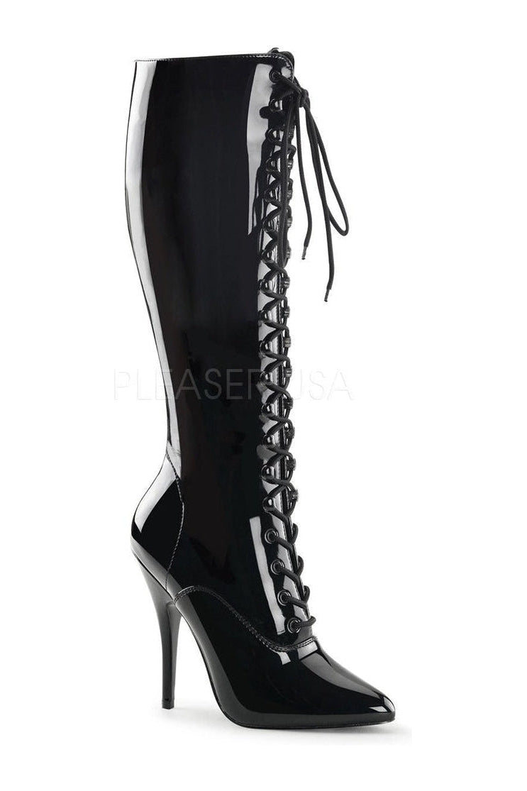 SEDUCE-2020 Knee Boot | Black Patent-Pleaser-Black-Knee Boots-SEXYSHOES.COM