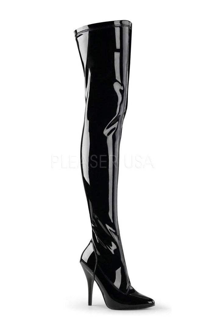 Pleaser SEDUCE-3000 Thigh Boot in Black Patent from SexyShoes.com
