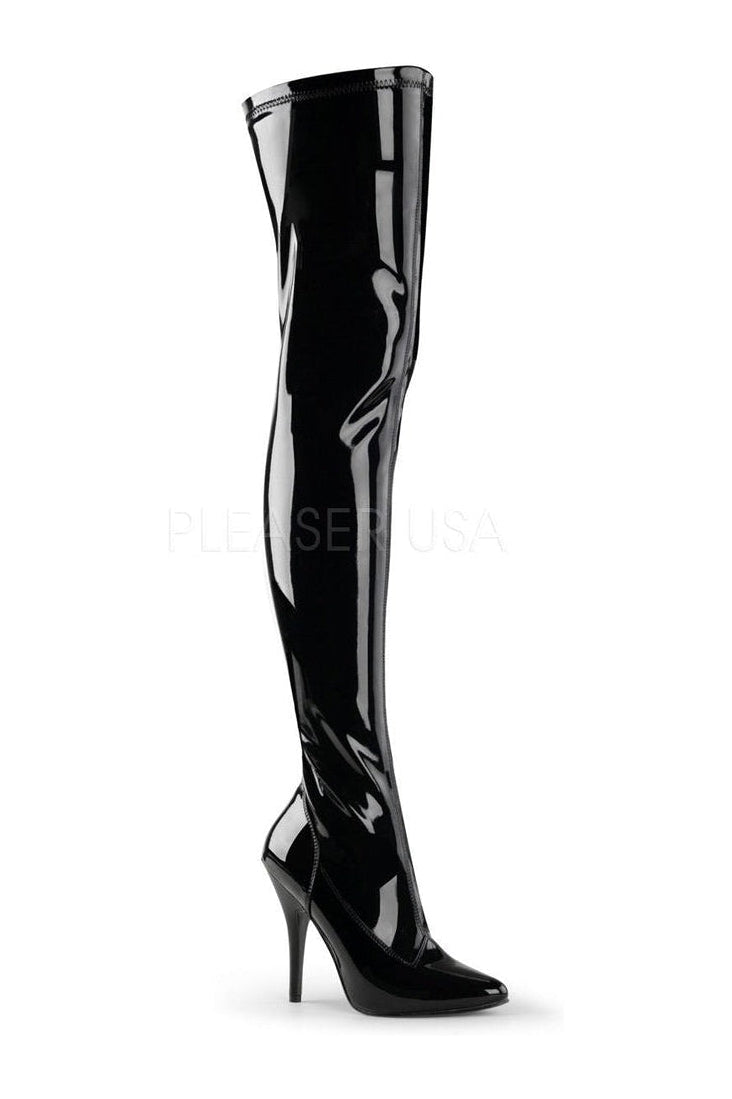 SEDUCE-3000 Thigh Boot | Black Patent-Pleaser-Black-Thigh Boots-SEXYSHOES.COM