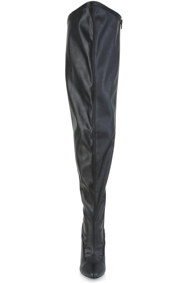 Pleaser Pink Label SEDUCE-3000WC Wide Calf Boot in Black Faux Leather