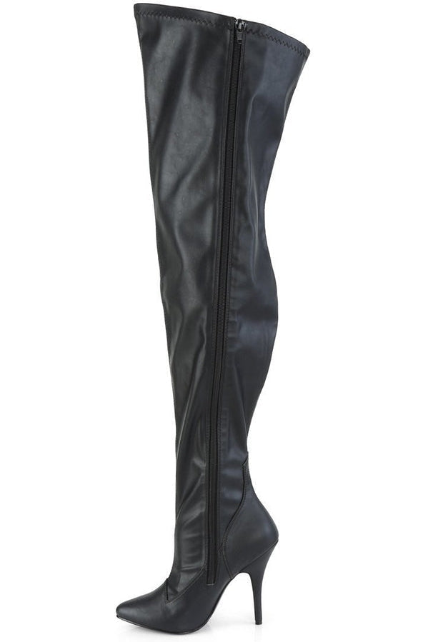 Pleaser Pink Label SEDUCE-3000WC Wide Calf Boot in Black Faux Leather