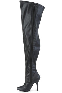 Pleaser Pink Label SEDUCE-3000WC Wide Calf Boot in Black Faux Leather