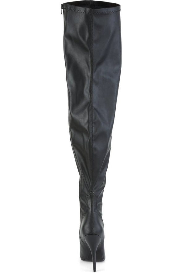 Pleaser Pink Label SEDUCE-3000WC Wide Calf Boot in Black Faux Leather