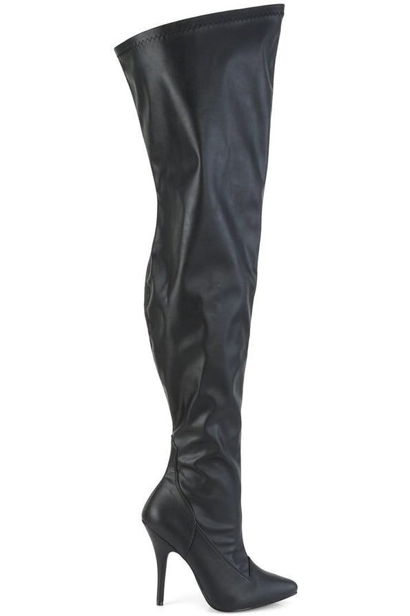 Pleaser Pink Label SEDUCE-3000WC Wide Calf Boot in Black Faux Leather