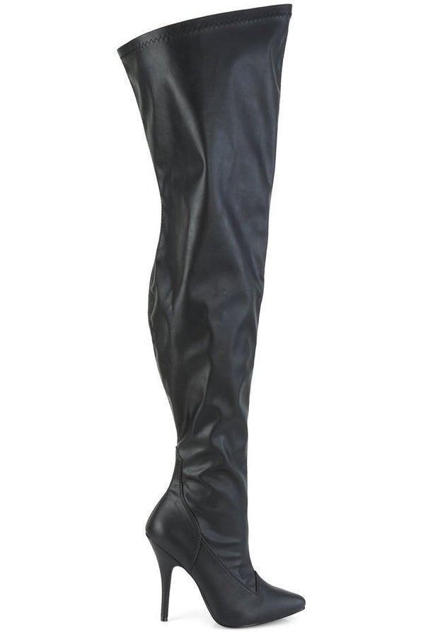SEDUCE-3000WC Wide Calf Boot | Black Faux Leather-Pleaser Pink Label-SEXYSHOES.COM