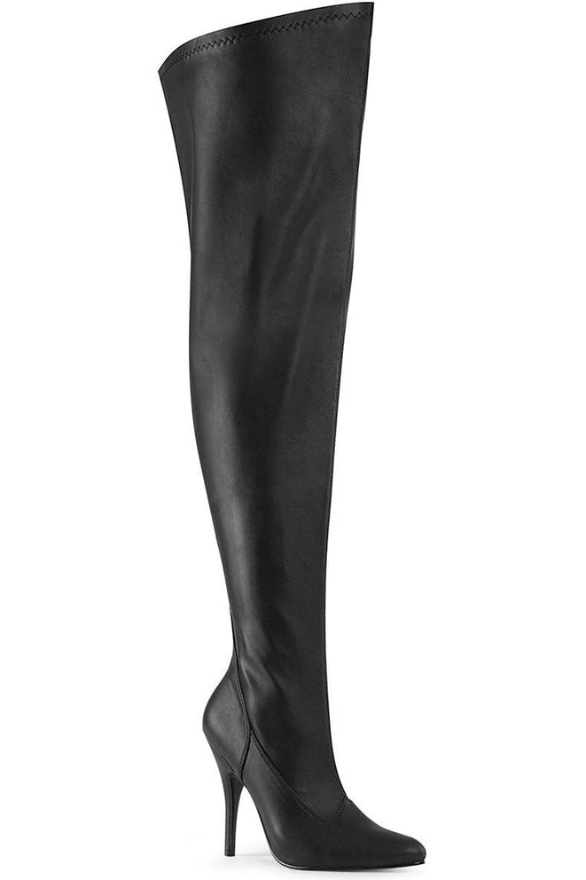 SEDUCE-3000WC Wide Calf Boot | Black Faux Leather-Pleaser Pink Label-SEXYSHOES.COM