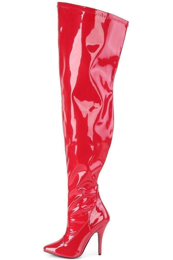 Pleaser Pink Label SEDUCE-3000WC Wide Calf Boot in Red Patent