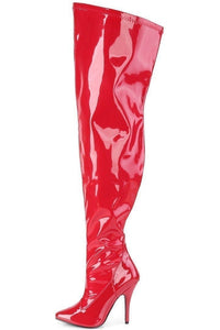 Pleaser Pink Label SEDUCE-3000WC Wide Calf Boot in Red Patent