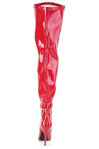 Pleaser Pink Label SEDUCE-3000WC Wide Calf Boot in Red Patent