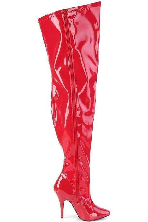 Pleaser Pink Label SEDUCE-3000WC Wide Calf Boot in Red Patent