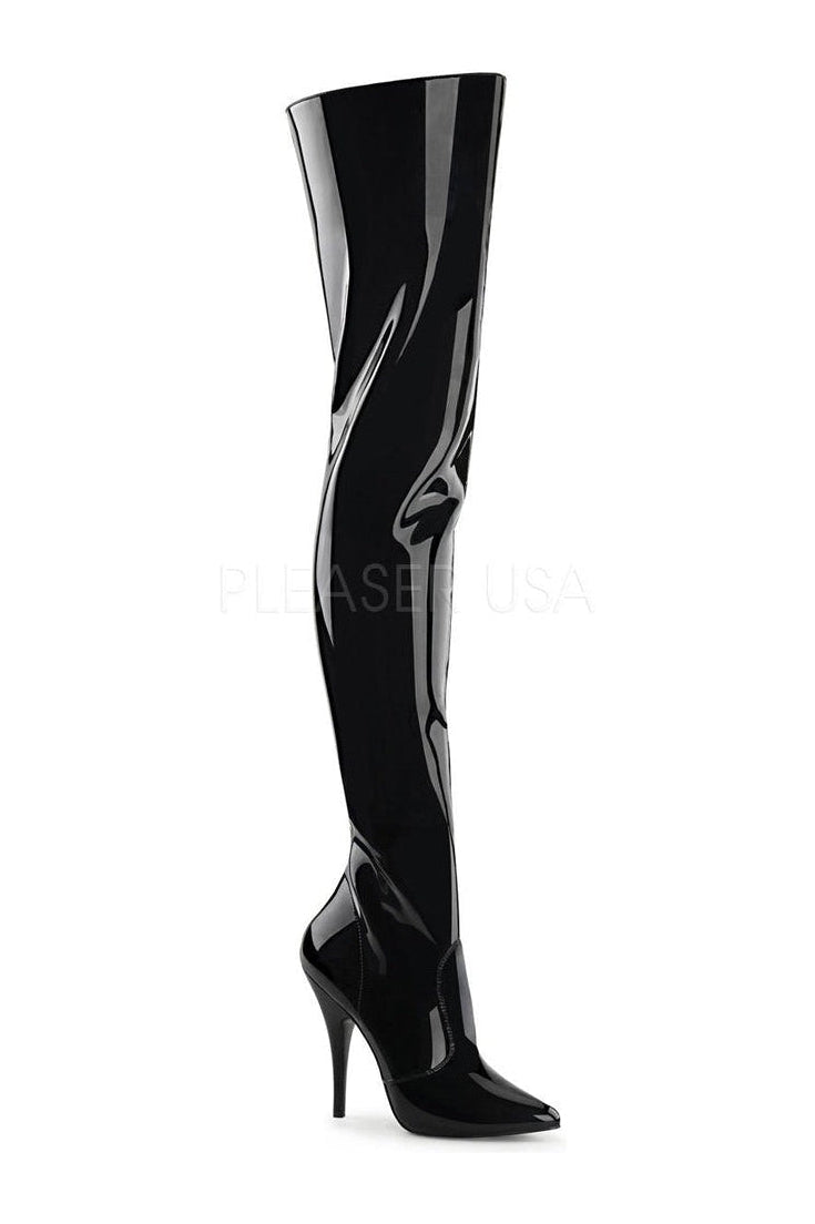 Pleaser SEDUCE-3010 Thigh Boot in Black Patent from SexyShoes.com