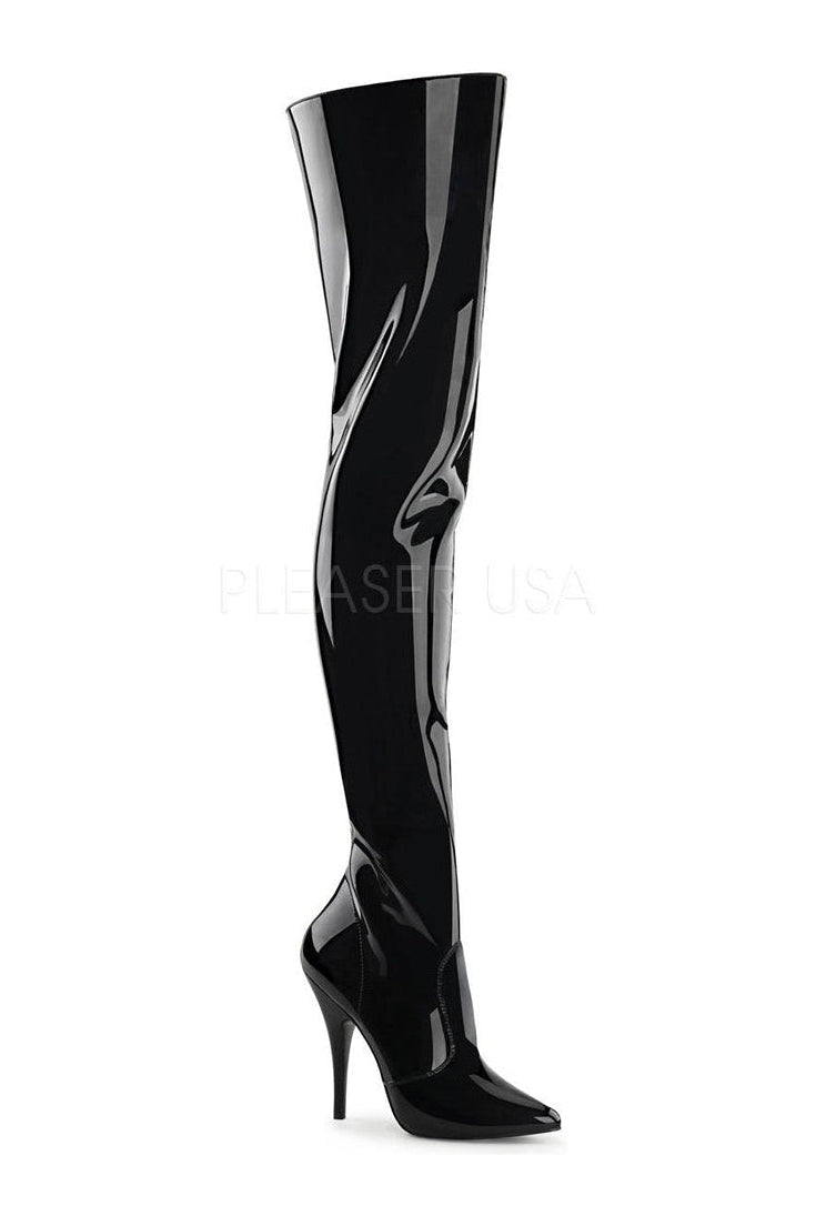 SEDUCE-3010 Thigh Boot | Black Patent-Pleaser-Black-Thigh Boots-SEXYSHOES.COM