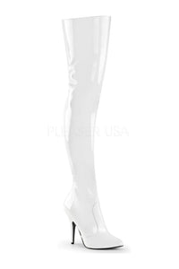 Pleaser SEDUCE-3010 Thigh Boot in White Patent from SexyShoes.com