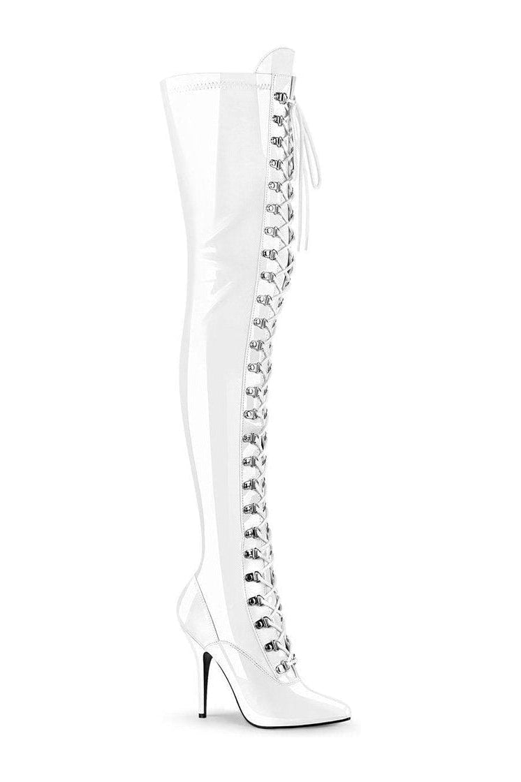 SEDUCE-3024 Thigh Boot | White Patent-Thigh Boots-Pleaser-White-6-Patent-SEXYSHOES.COM