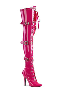 Pleaser SEDUCE-3028 Thigh Boot in Fuchsia Patent from SexyShoes.com