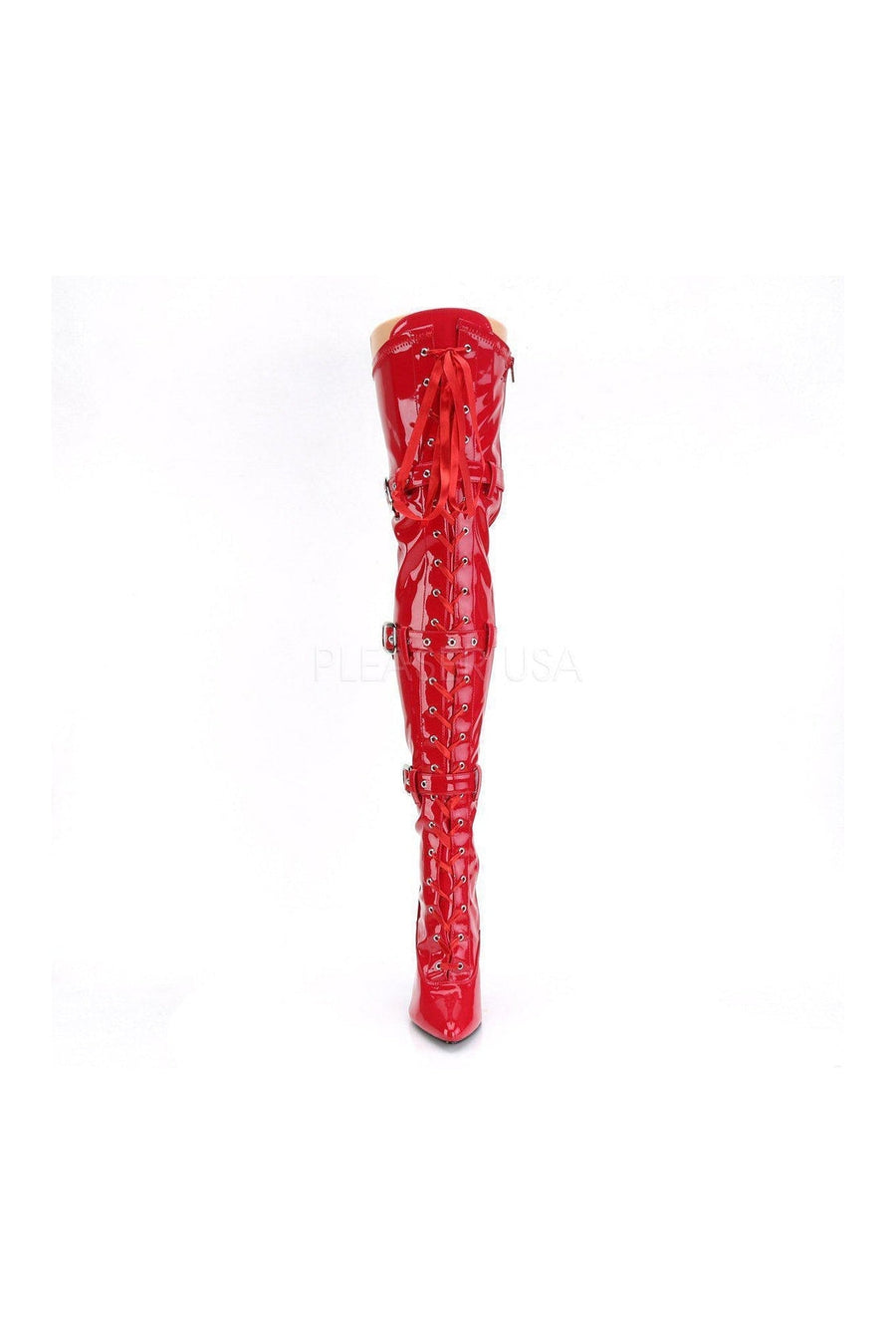 Pleaser SEDUCE-3028 Thigh Boot in Red Patent