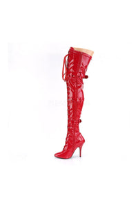 Pleaser SEDUCE-3028 Thigh Boot in Red Patent