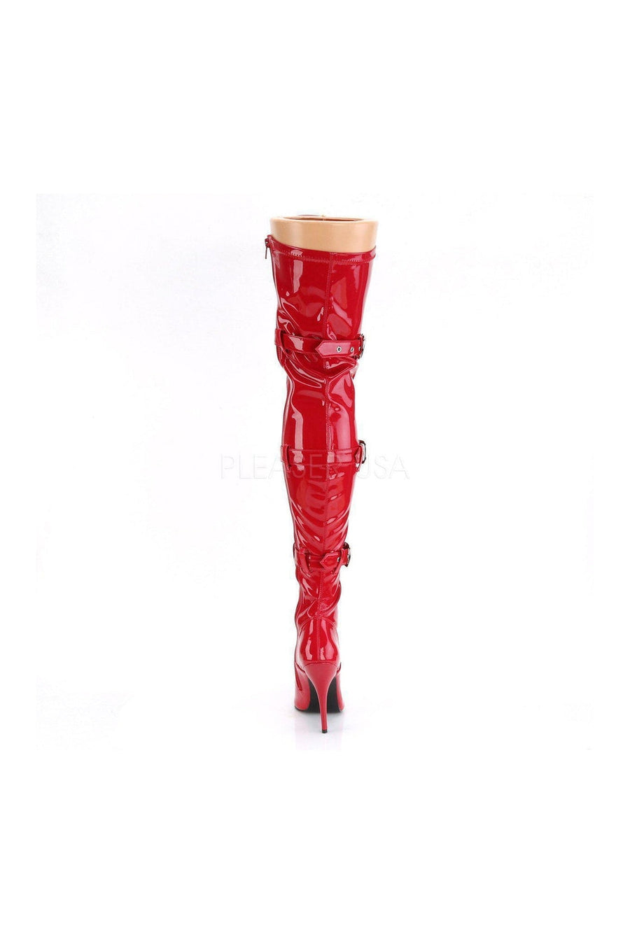 Pleaser SEDUCE-3028 Thigh Boot in Red Patent