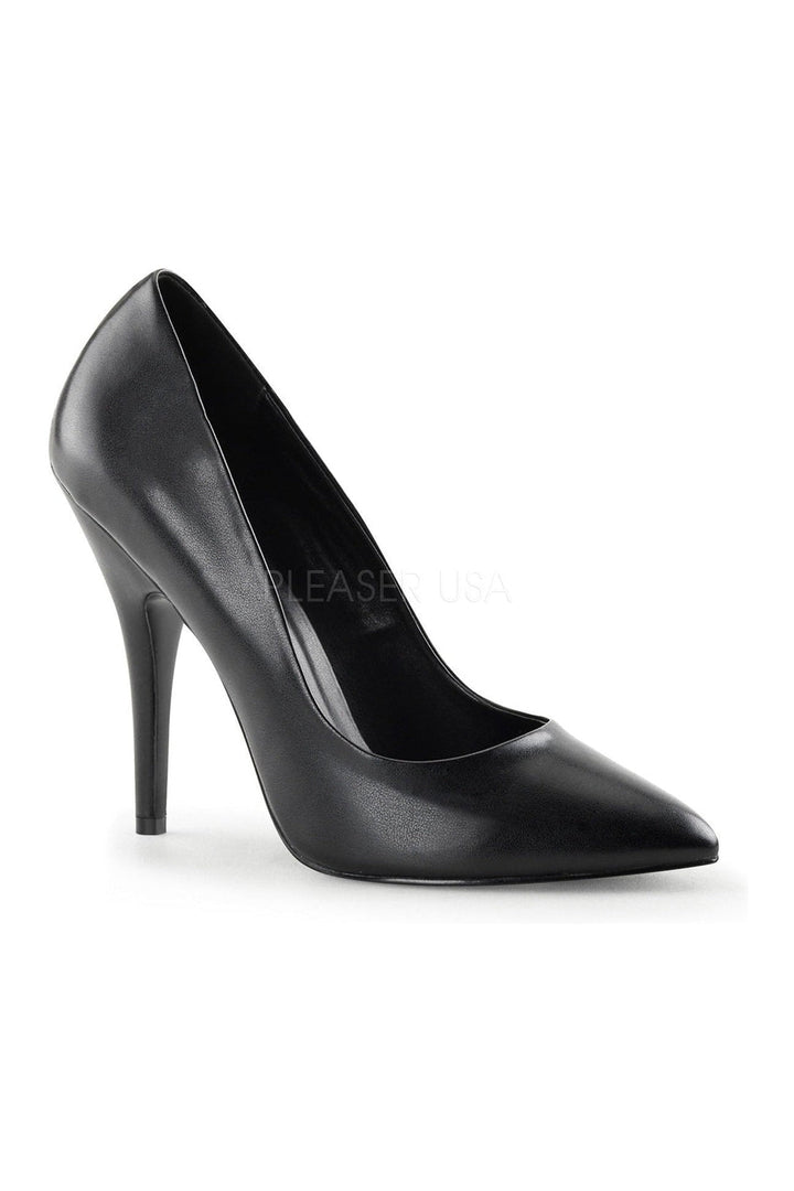 SEDUCE-420 Pump | Black Faux Leather-Pleaser-Black-Pumps-SEXYSHOES.COM