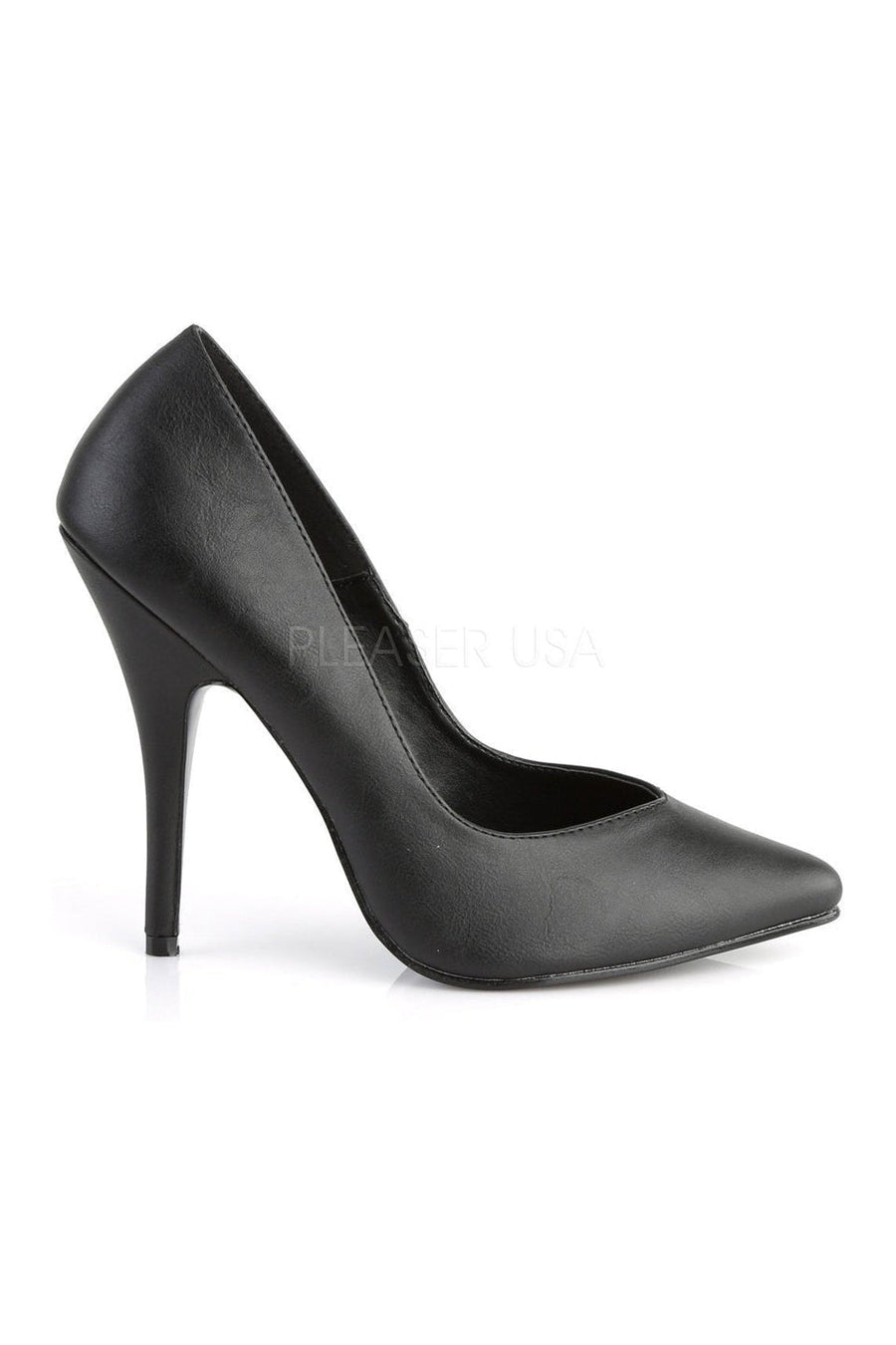 Pleaser SEDUCE-420V Pump in Black Faux Leather