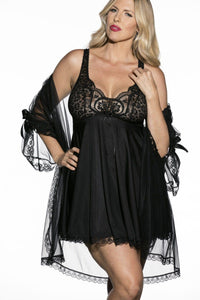 Intimate Attitudes Sensual Babydoll Full Set in Black  from SexyShoes.com