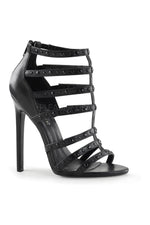 SEXY-15 Sandal  | Black Faux Leather