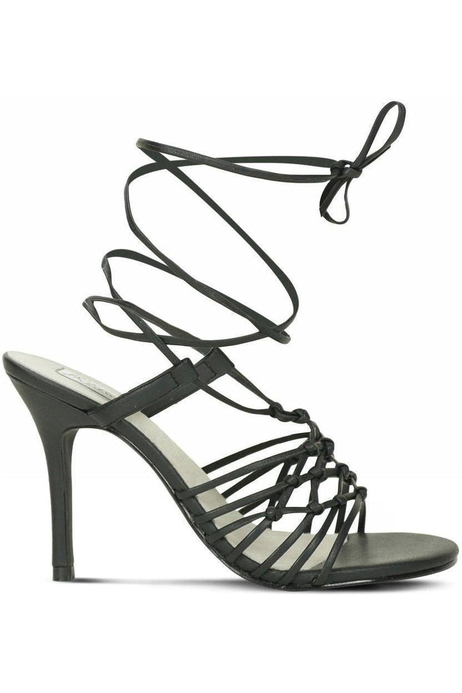 Sexy-9721 Strappy Leg Wrap Sandal | Black Leather-Sexyshoes Brand-Sandals-SEXYSHOES.COM