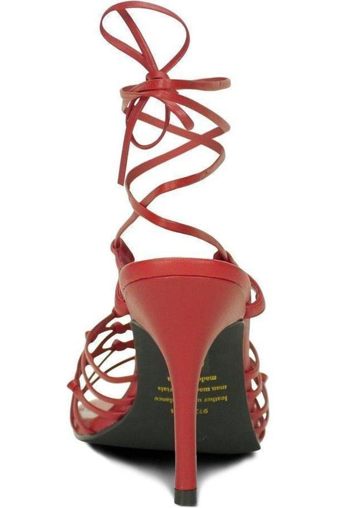 Sexy-9721 Strappy Leg Wrap Sandal | Red Leather-Sexyshoes Brand-Sandals-SEXYSHOES.COM
