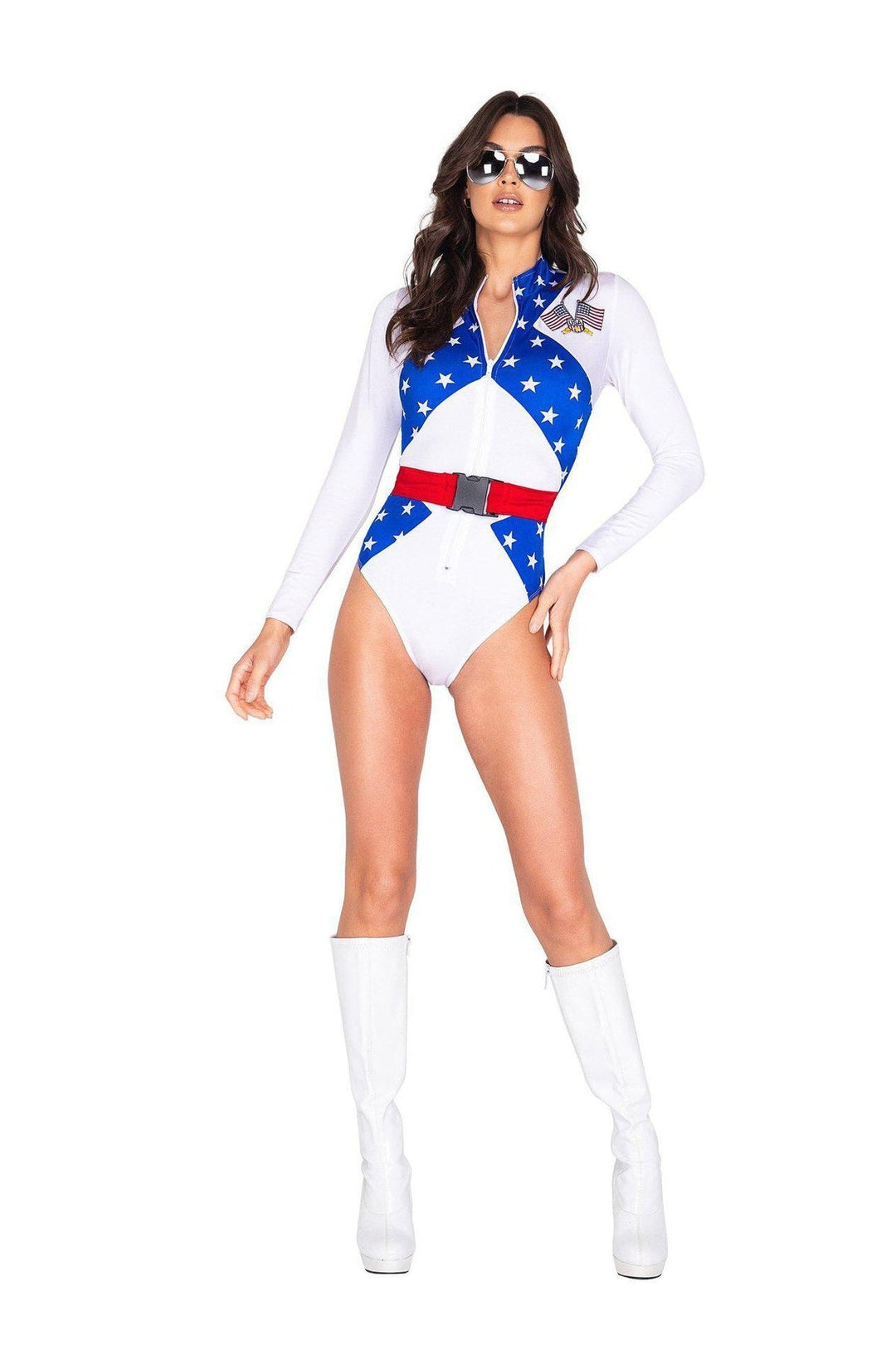 Sexy Bike Racer Costume-Racer Costumes-Roma Costumes-White-L-SEXYSHOES.COM
