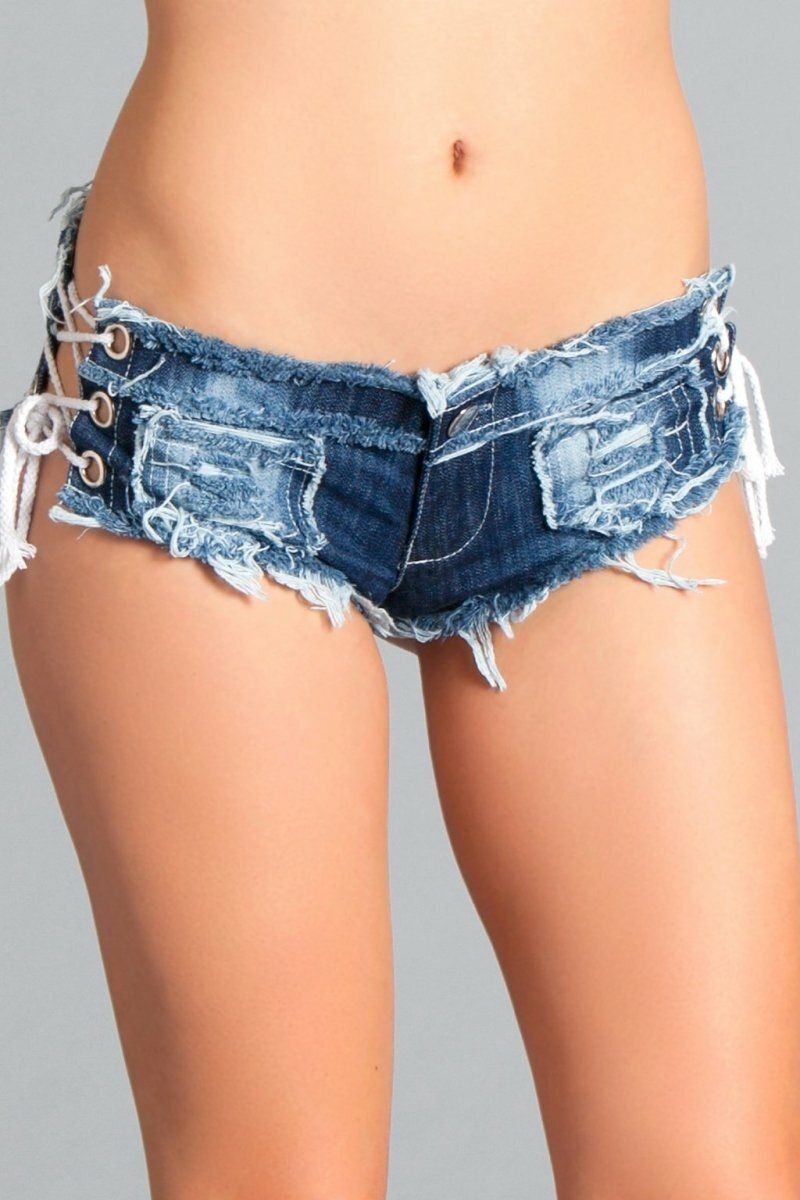 Sexy Low Waist Denim Shorts-Denim Shorts-BeWicked-Blue-S-SEXYSHOES.COM