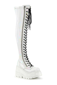 Demonia SHAKER-374 Thigh Boot in Hologram Patent from SexyShoes.com