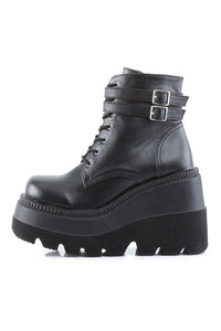 Demonia SHAKER-52 Ankle Boot in Black Faux Leather