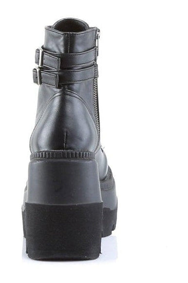 Demonia SHAKER-52 Ankle Boot in Black Faux Leather