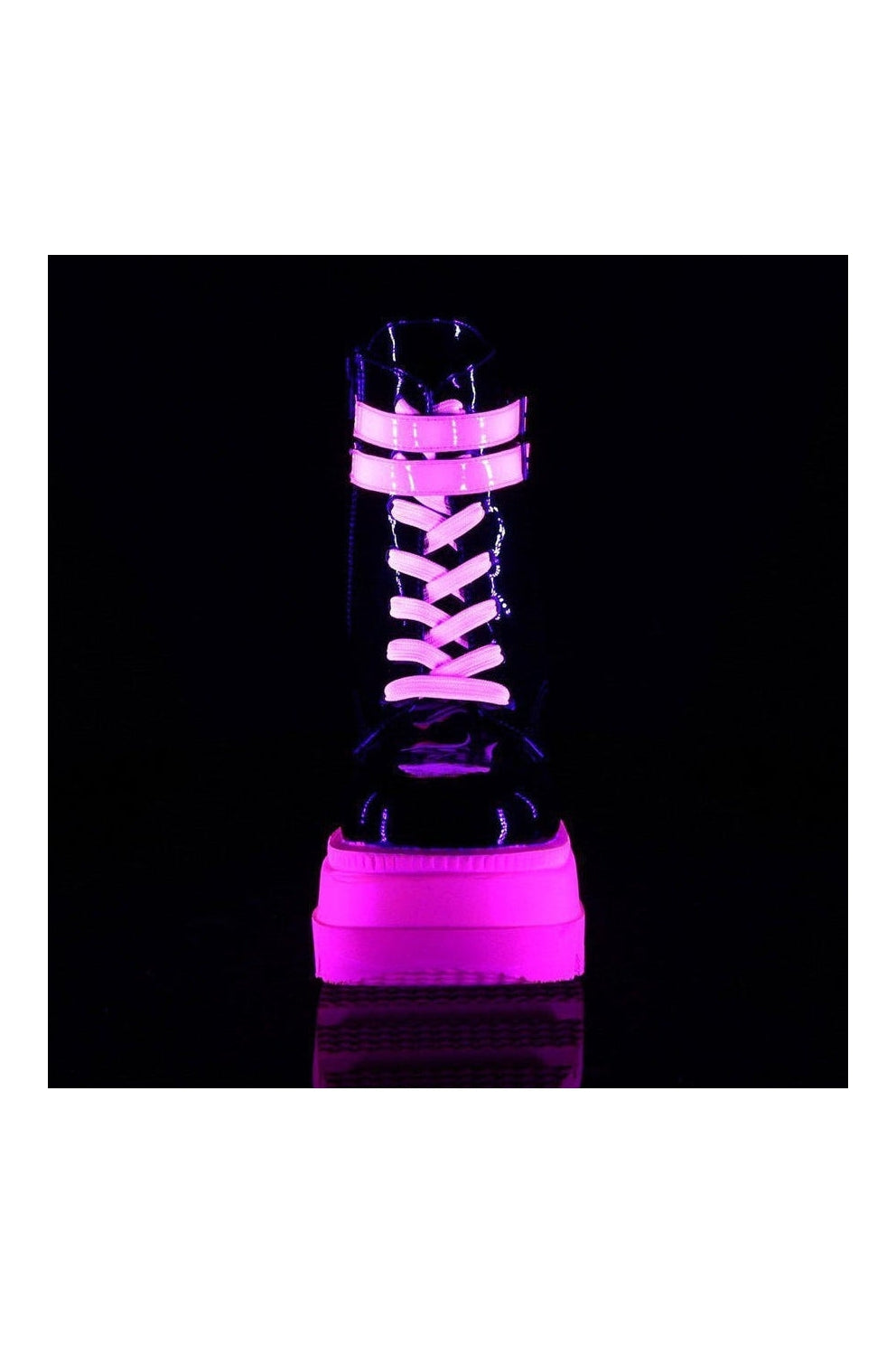 Demonia SHAKER-52 Ankle Boot in Black Patent