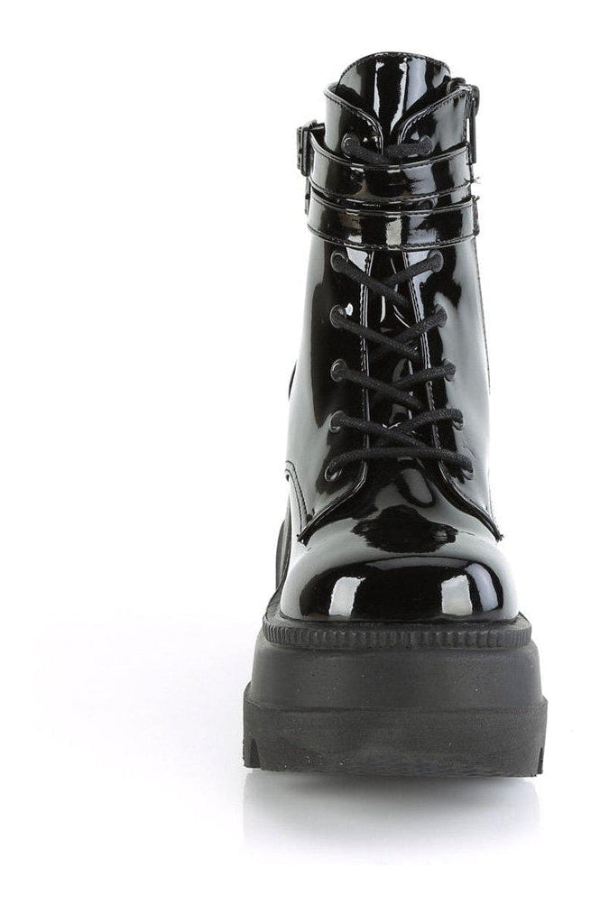 Demonia SHAKER-52 Ankle Boot in Black Patent