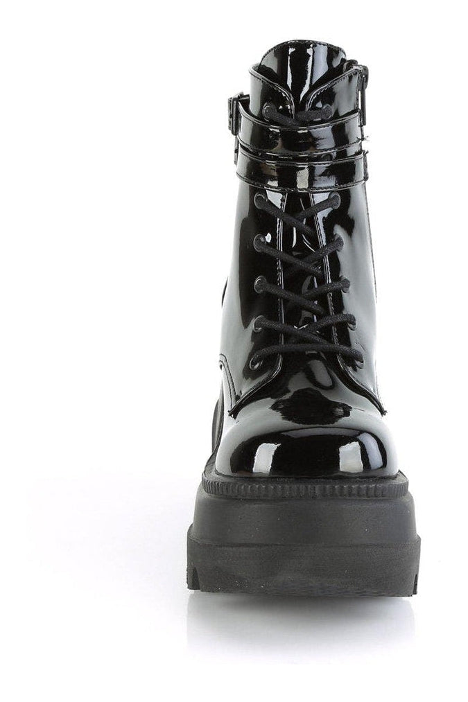 SHAKER-52 Ankle Boot | Black Patent-Ankle Boots-Demonia-SEXYSHOES.COM