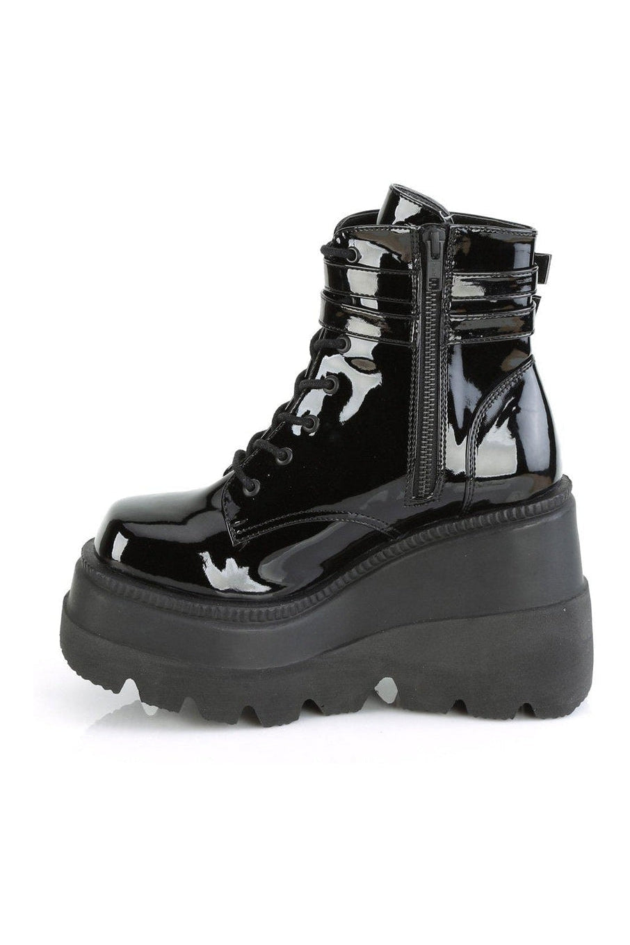 Demonia SHAKER-52 Ankle Boot in Black Patent