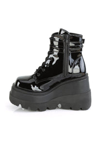 Demonia SHAKER-52 Ankle Boot in Black Patent