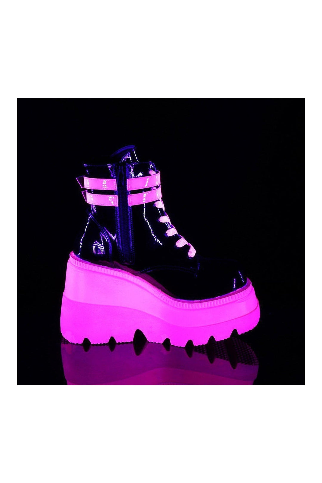 Demonia SHAKER-52 Ankle Boot in Black Patent