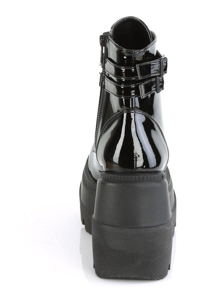 Demonia SHAKER-52 Ankle Boot in Black Patent