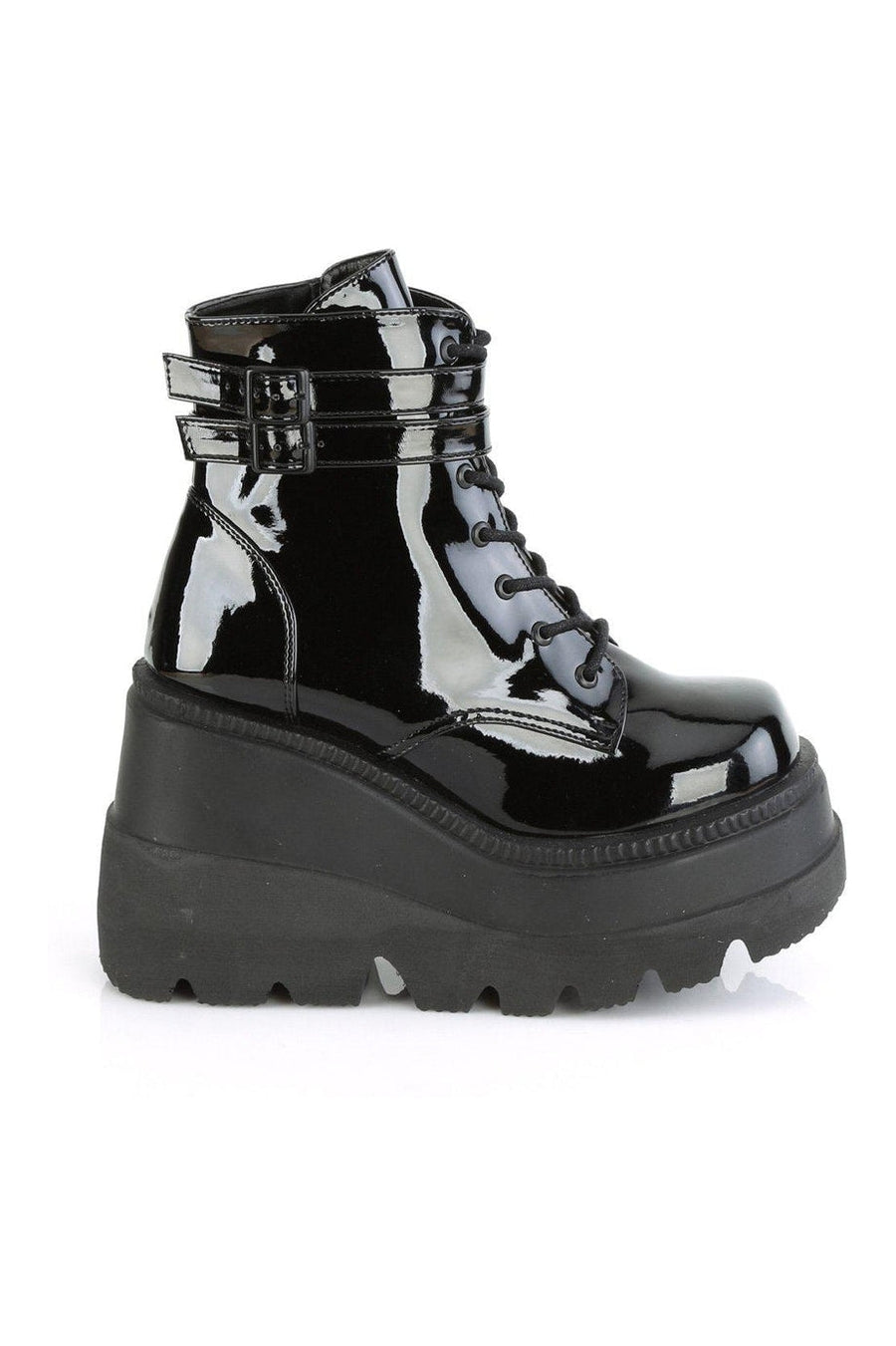 Demonia SHAKER-52 Ankle Boot in Black Patent