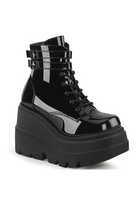 Demonia SHAKER-52 Ankle Boot in Black Patent from SexyShoes.com