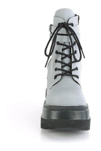 Demonia SHAKER-52 Ankle Boot in Grey Faux Leather