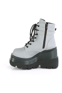 Demonia SHAKER-52 Ankle Boot in Grey Faux Leather