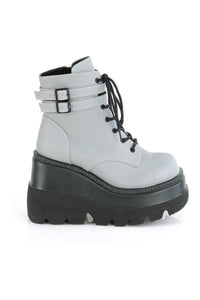 Demonia SHAKER-52 Ankle Boot in Grey Faux Leather