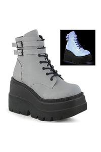 Demonia SHAKER-52 Ankle Boot in Grey Faux Leather from SexyShoes.com