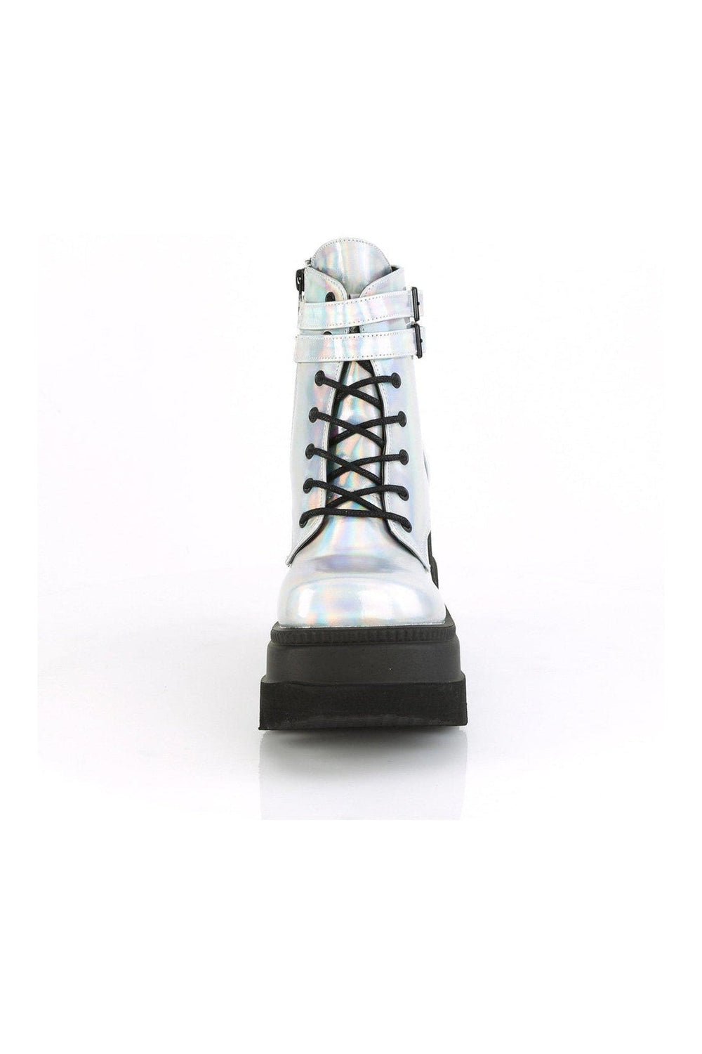 SHAKER-52 Ankle Boot | Hologram Faux Leather-Ankle Boots-Demonia-SEXYSHOES.COM