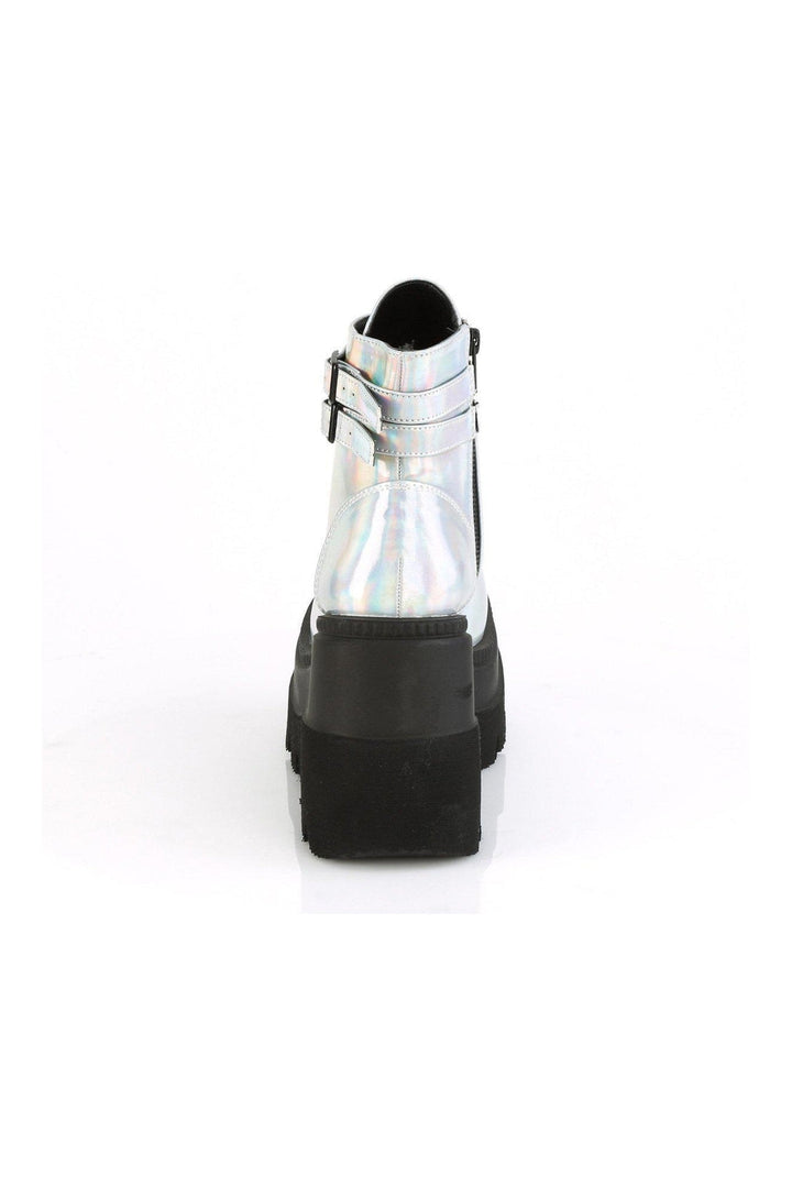 SHAKER-52 Ankle Boot | Hologram Faux Leather-Ankle Boots-Demonia-SEXYSHOES.COM
