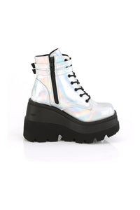 Demonia SHAKER-52 Ankle Boot in Hologram Faux Leather